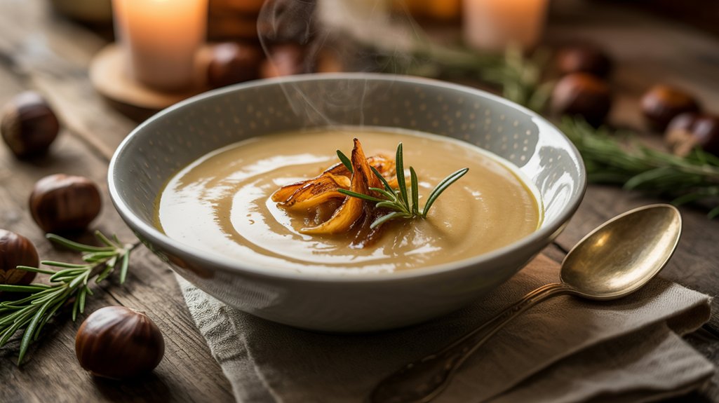 Hearty cream-based bowl of soup.