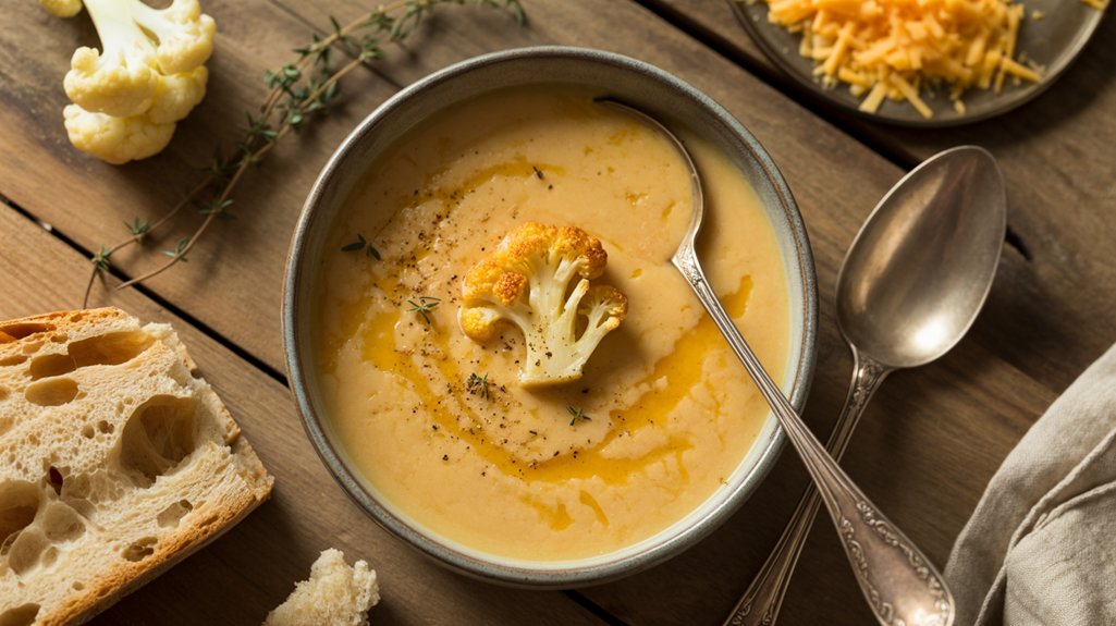 roasted cauliflower cheddar soup